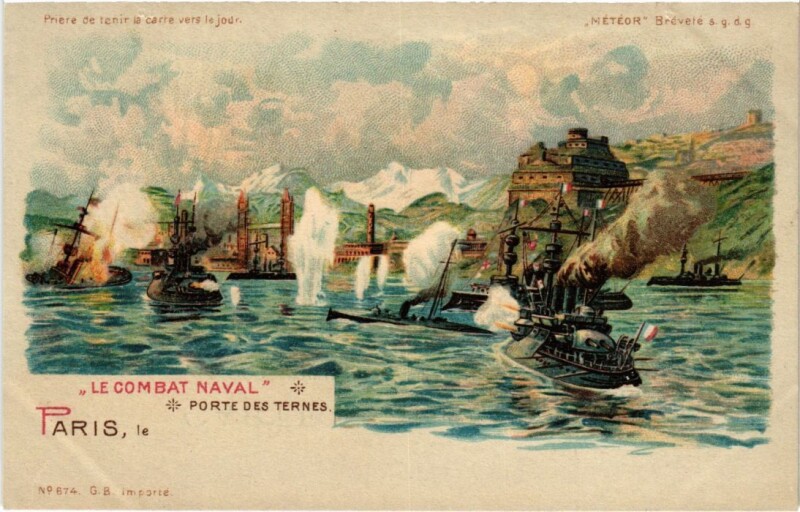 Carte postale ancienne Le Combat Naval - Porte des Ternes à Paris 17e
