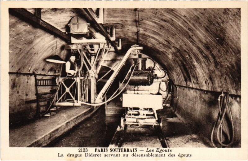 Carte postale ancienne Paris Souterrain Les Egouts La drague Diderot
