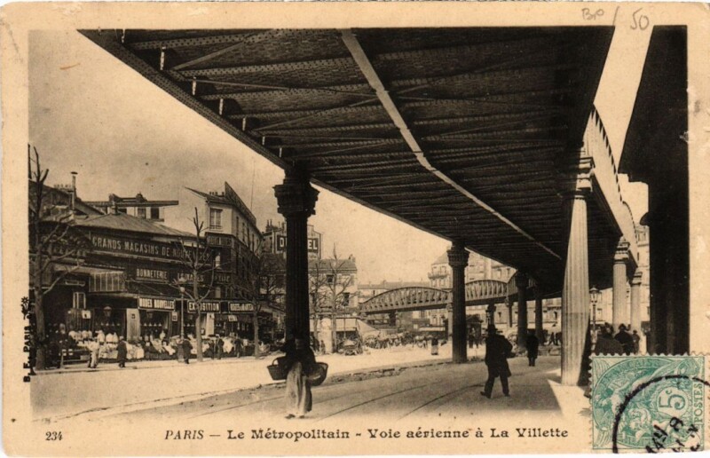 Carte postale ancienne Le Métropolitain - Voie aérienne a la Villette à Paris 19e