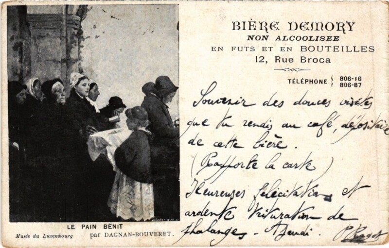 Carte postale ancienne Bière Demory - Rue Broca à Paris 5e