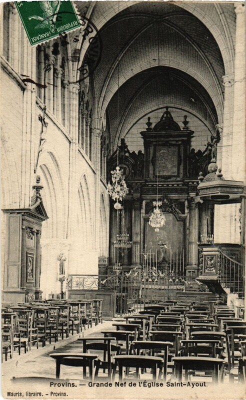 Carte postale ancienne Provins Grande Nef de l'Eglise Saint-Ayoul à Provins