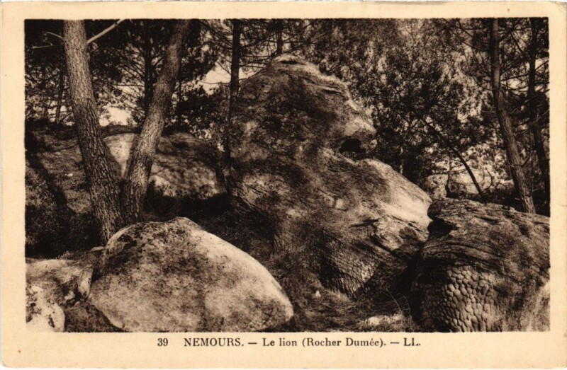 Carte postale ancienne Nemours Le Lion (Rocher Dumee) à Nemours
