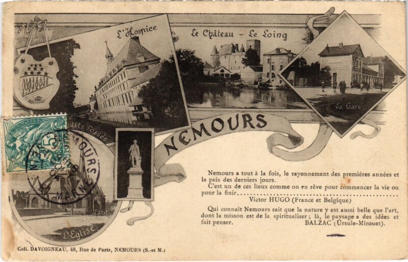 Carte postale ancienne Nemours souvenir à Nemours