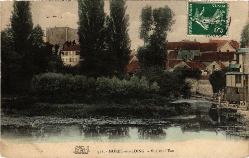 Carte postale ancienne Moret sur Loing vue sur l'Eau