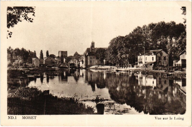 Carte postale ancienne Moret sur Loing vue sur le Loing