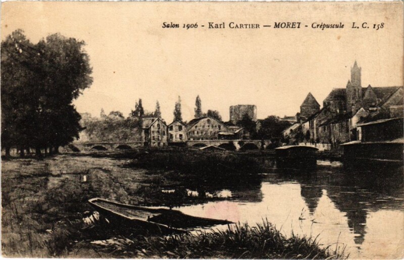 Carte postale ancienne Moret sur Loing Crepuscule