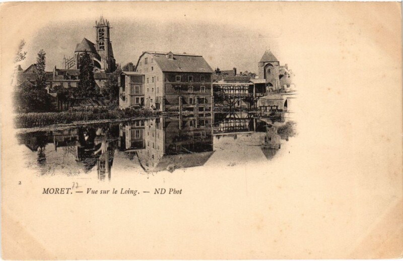 Carte postale ancienne Moret sur Loing vue sur le Loing