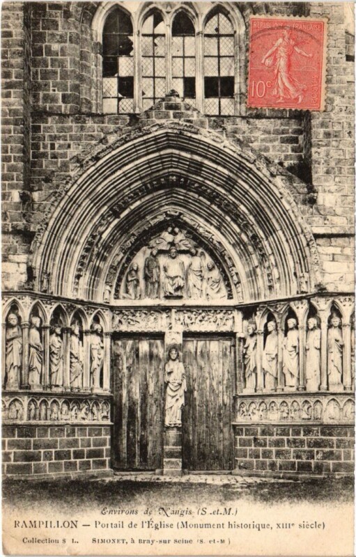 Carte postale ancienne Rampillon Portail de l'Eglise à Rampillon