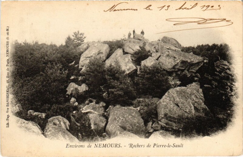 Carte postale ancienne Environs de Nemours Rochers de Pierre-le-Sault à Nemours