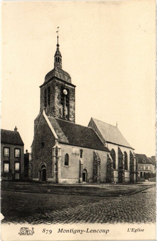 Carte postale ancienne Montigny-Lencoup L'Eglise à Montigny-Lencoup