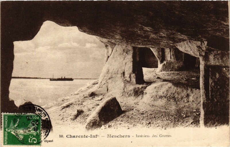 Carte postale ancienne Charente-Inf. - Meschers - Intérieur des Grottes