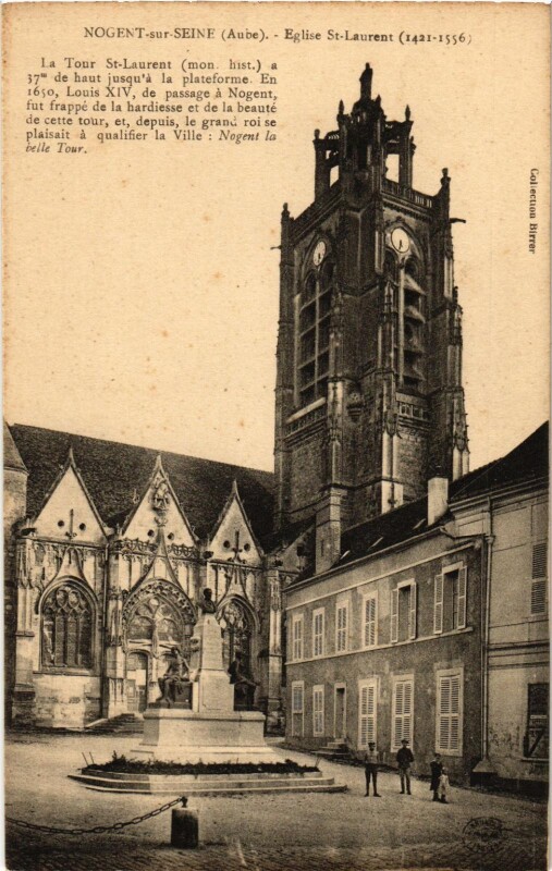 Carte postale ancienne Nogent sur Seine- Eglise Saint Laurent France à Nogent-sur-Seine