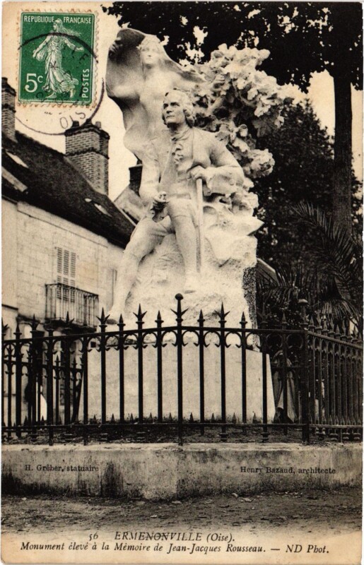 Carte postale ancienne Ermenonville- Monument Memoire de Jean Jacques Rousseau France à Ermenonville