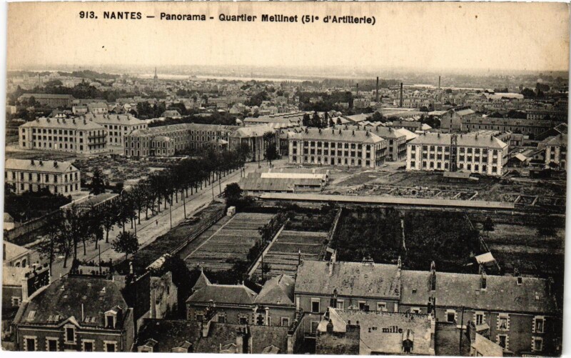 Carte postale ancienne Militaire - Nantes - Panorama - Quartier Mellinet à Nantes