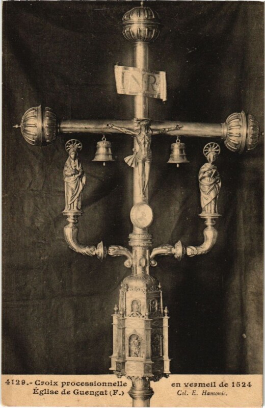 Carte postale ancienne Eglise de Guengat - Croix Processionnelle en Vermeil de 1524 à Guengat