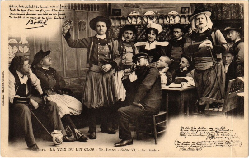 Carte postale ancienne La Voix du Lit Clos - Th. Botrel - Le Barde - Scene Vi