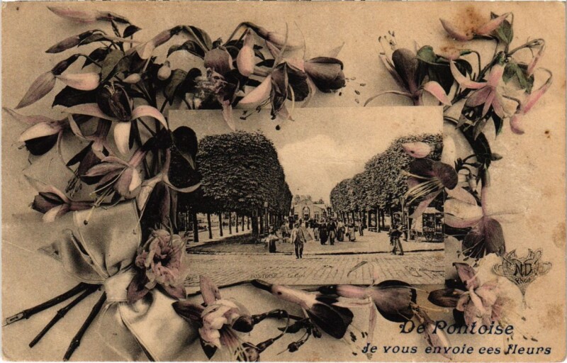Carte postale ancienne Pontoise - De vous envoie ees Fleurs à Pontoise