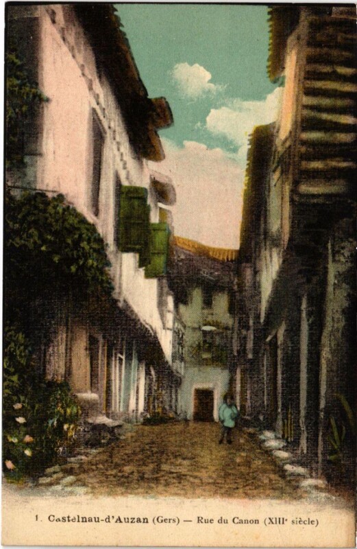 Carte postale ancienne Castelnau-d'Auzan - Rue du Canon