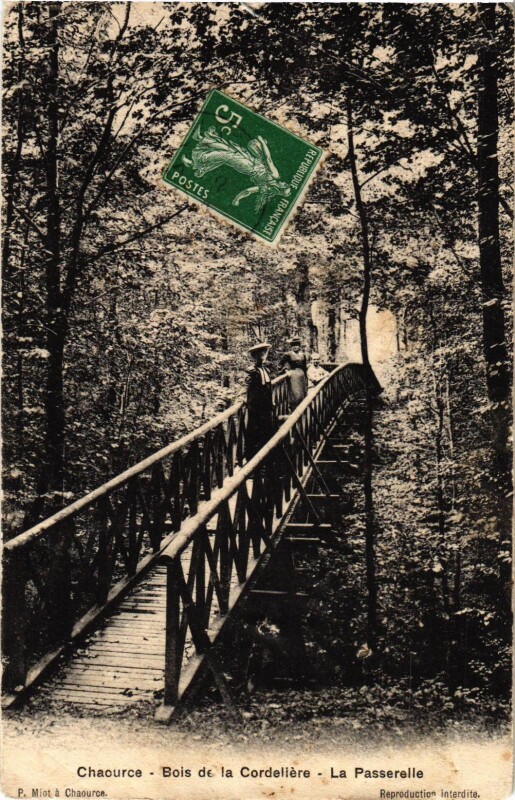 Carte postale ancienne Chaource- Bois de la Cordeliere, La Passerelle France à Chaource