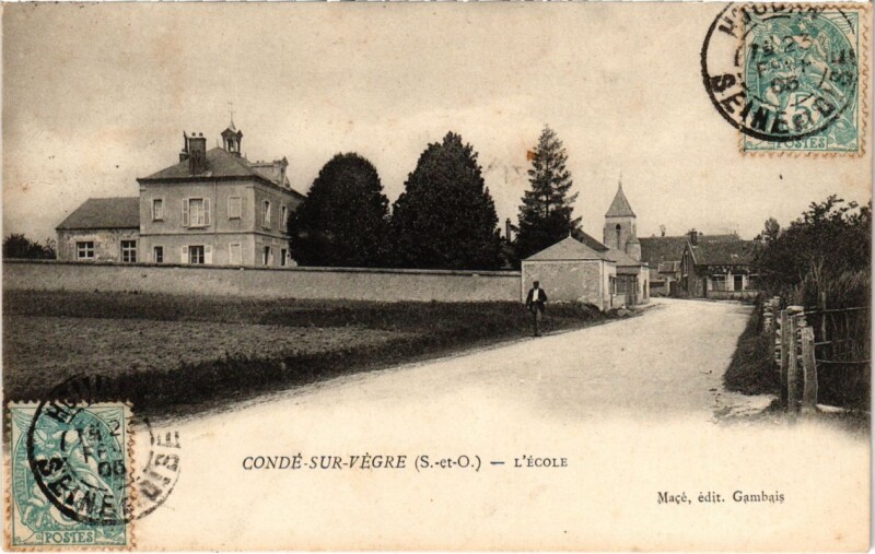 Carte postale ancienne Conde-sur-Vegre - L'Ecole