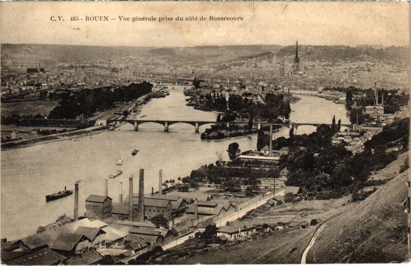 Carte postale ancienne Rouen - Vue générale prise du cote de Bon-Secours à Rouen