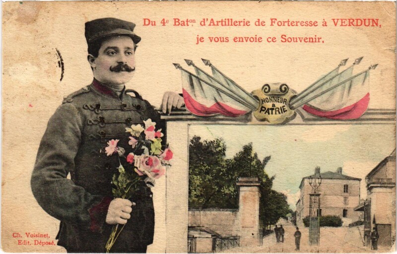 Carte postale ancienne Militaire Verdun - Du 4e Baton, d'Artillerie de Fortresse à Verdun
