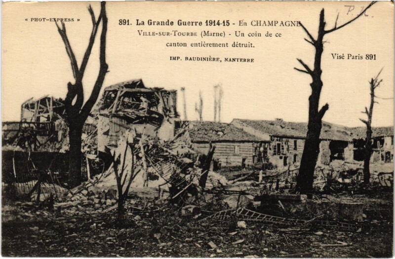 Carte postale ancienne Militaire - Ville-Sur-Tourbe - un coin de ce canton à Ville-sur-Tourbe