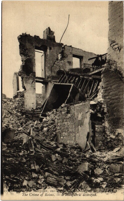Carte postale ancienne Militaire - Le Crime de Reims - Interieur de l'Usine Margotin à Reims