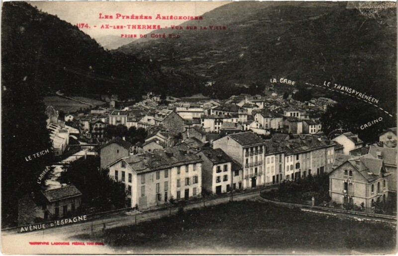 Carte postale ancienne Ax les Thermes- vue sur la Ville France à Ax-les-Thermes