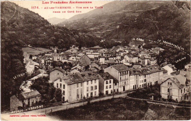 Carte postale ancienne Ax les Thermes- vue sur la Ville France à Ax-les-Thermes