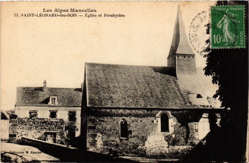 Carte postale ancienne St.Leonard des Bois Eglise et Presbytere France