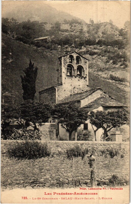 Carte postale ancienne St Gironnais- Salau, Eglise France