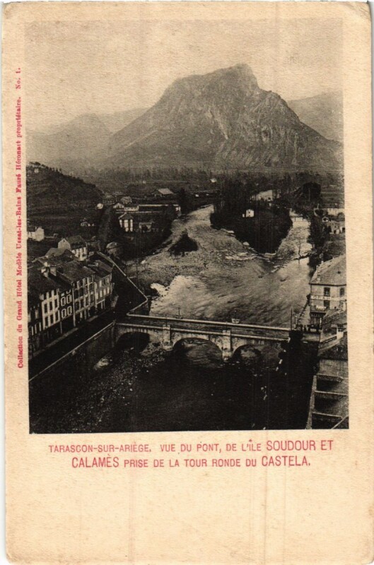Carte postale ancienne Tarascon- vue du Pont de l'Ile Soudour&Calames France