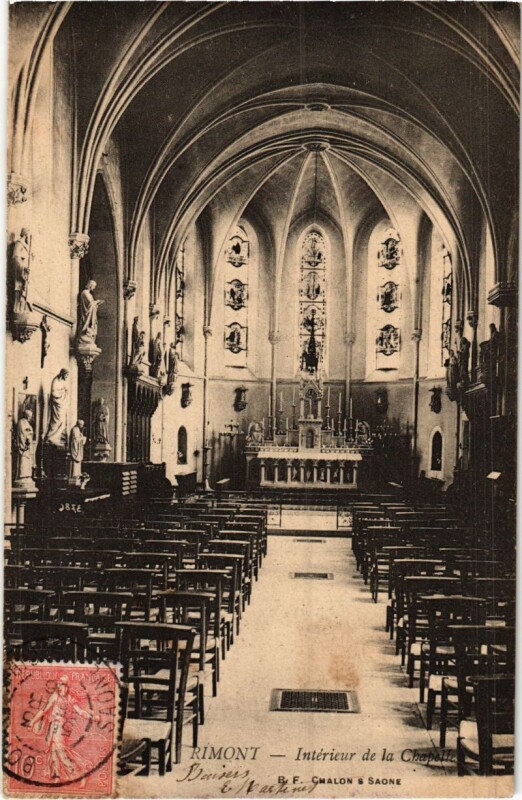 Carte postale ancienne Rimont- Interieur de la Chapelle France à Rimont