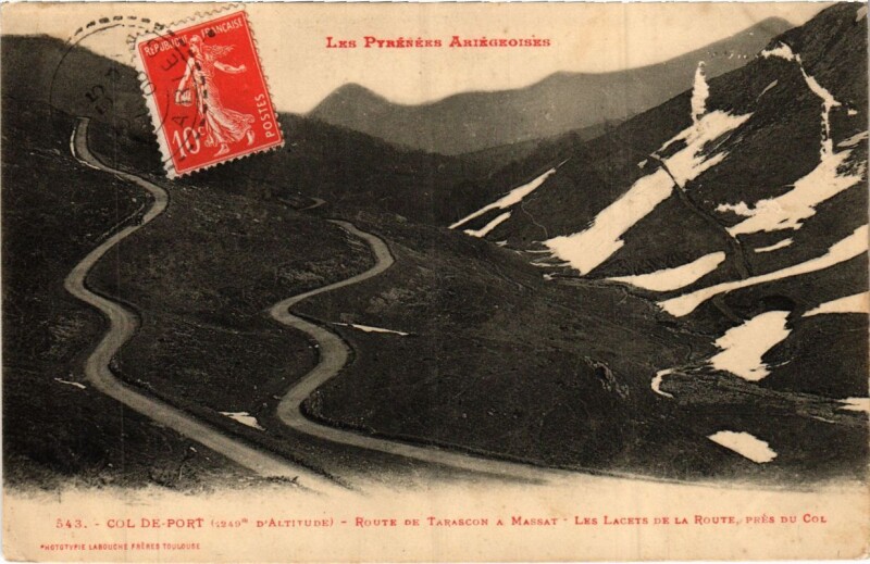 Carte postale ancienne Col de Port,Route de Tarascon a Massat France à Massat