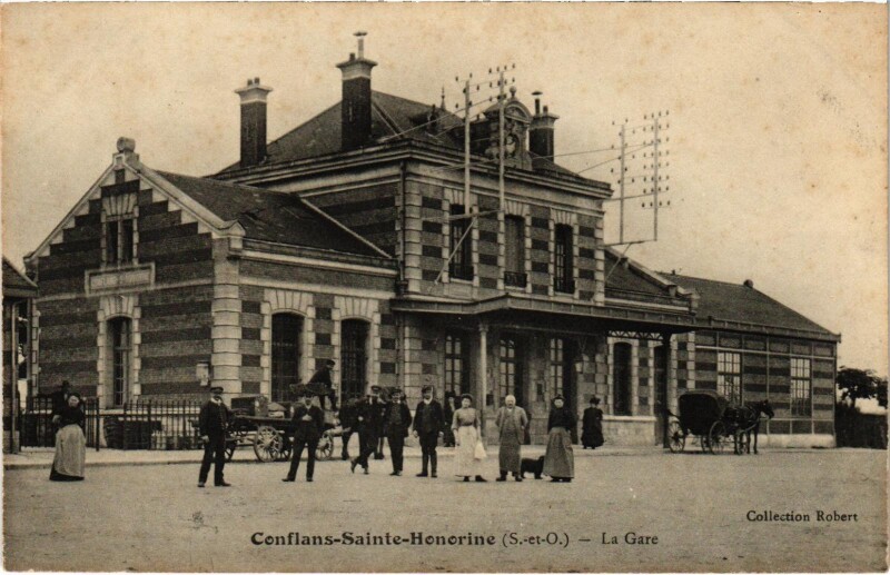 Carte postale ancienne Conflans-Sainte-Honorine La Gare Tram Vapeur à Conflans-Sainte-Honorine