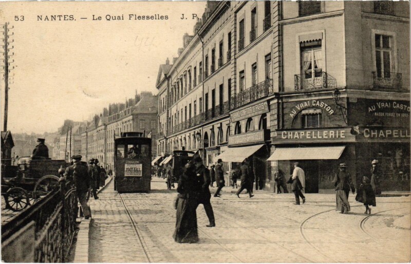 Carte postale ancienne Nantes Quai Flesselles Tram Vapeur à Nantes