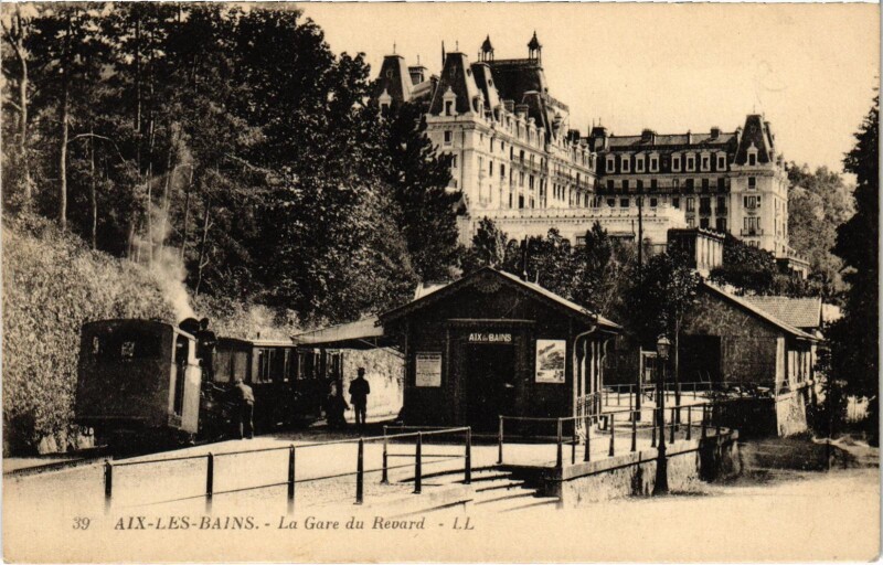 Carte postale ancienne Aix-les-Bains Gare du Revard Tram Vapeur à Aix-les-Bains
