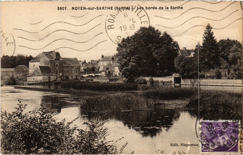 Carte postale ancienne Noyen-sur-Sarthe - Les bords de la Sarthe à Noyen-sur-Sarthe