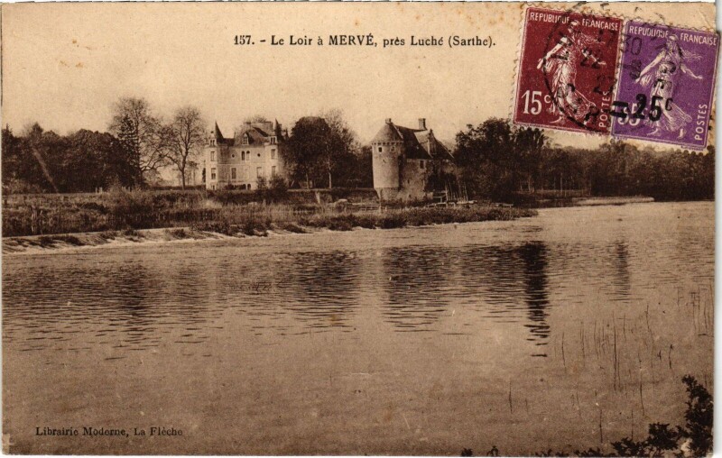 Carte postale ancienne Le Loir a Mervé, prés Luché