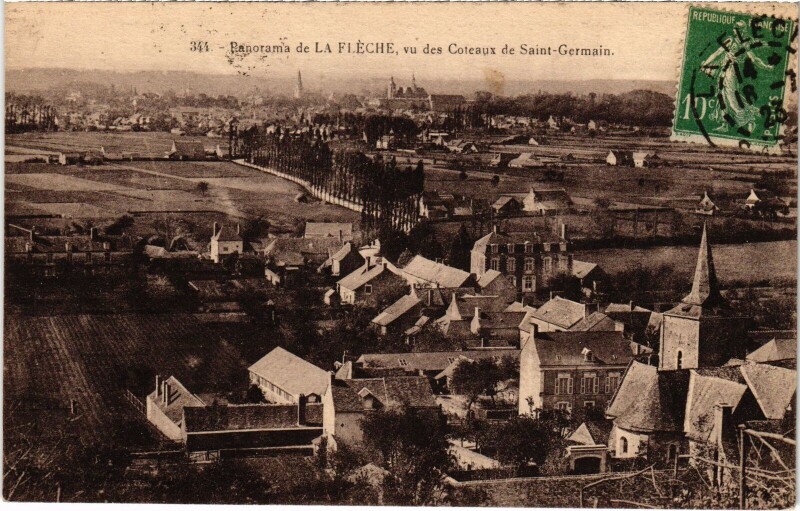 Carte postale ancienne Panorama de La FLECHE, vu des Coteaux de Saint-Germain