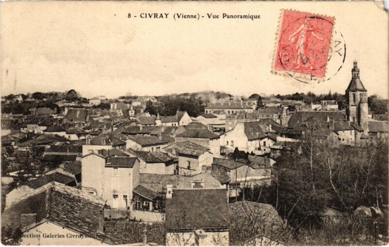 Carte postale ancienne Civray - Vue Panoramique à Civray
