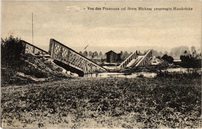 Carte postale ancienne Von den Franzosen auf ihrem Ruckzug Gesprengte Maasbrucke