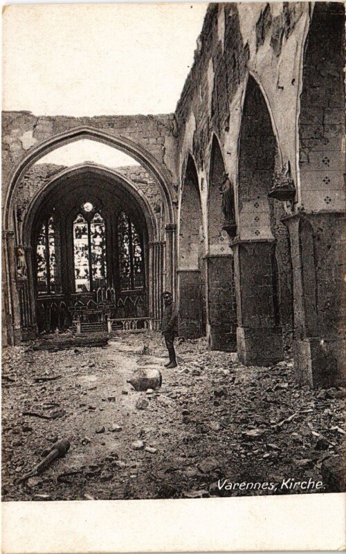Carte postale ancienne Varennes - L'Eglise - Kirche - Ruines