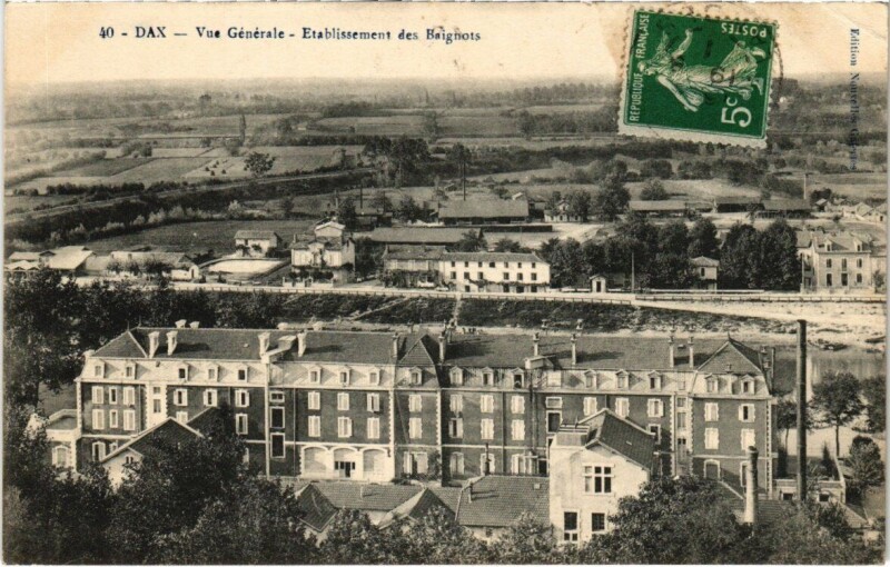 Carte postale ancienne Dax - Vue générale - Etablissement des Baignots à Dax