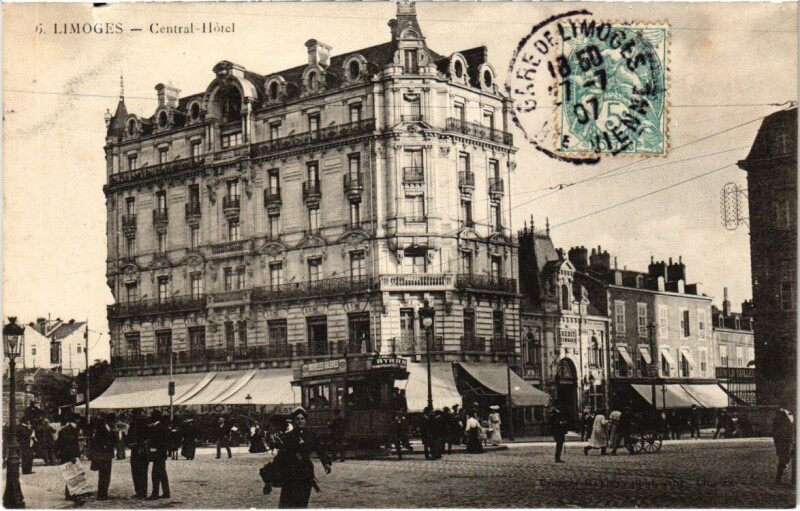 Carte postale ancienne Limoges - Central Hotel