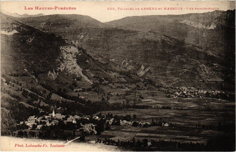 Carte postale ancienne Villages de Arrens et Marsous - Vue Panoramique