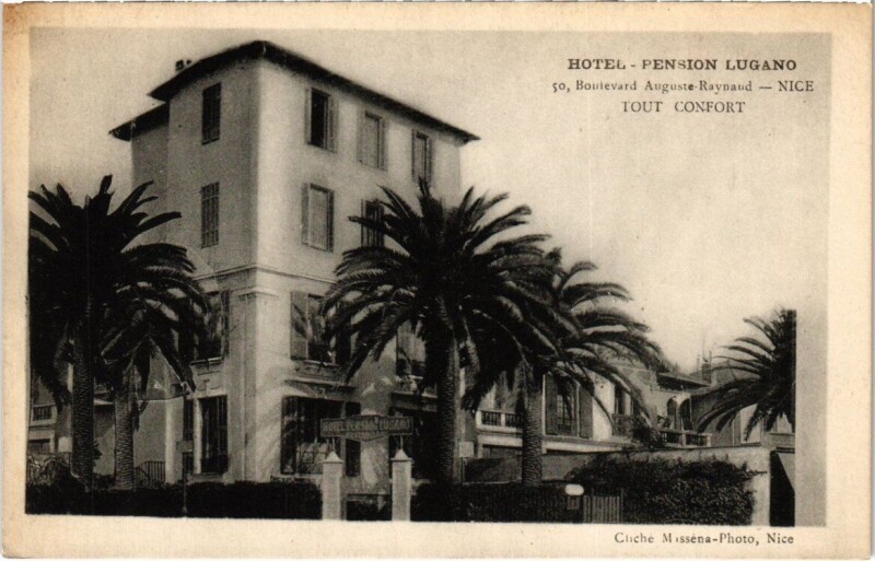 Carte postale ancienne Hotel-Pension Lugano- 40, Boulevard Auguse-Raynaud - Nice