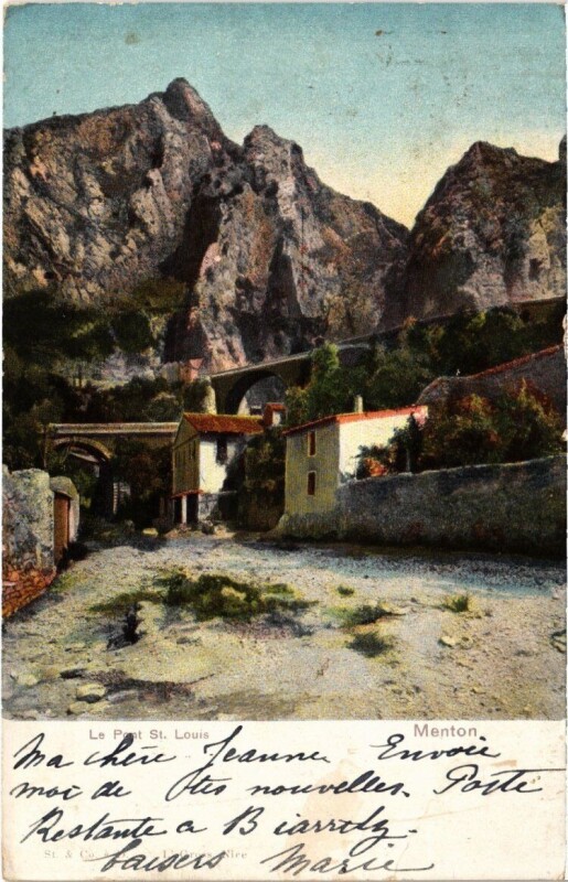 Carte postale ancienne Menton - Le Pont St. Louis à Menton