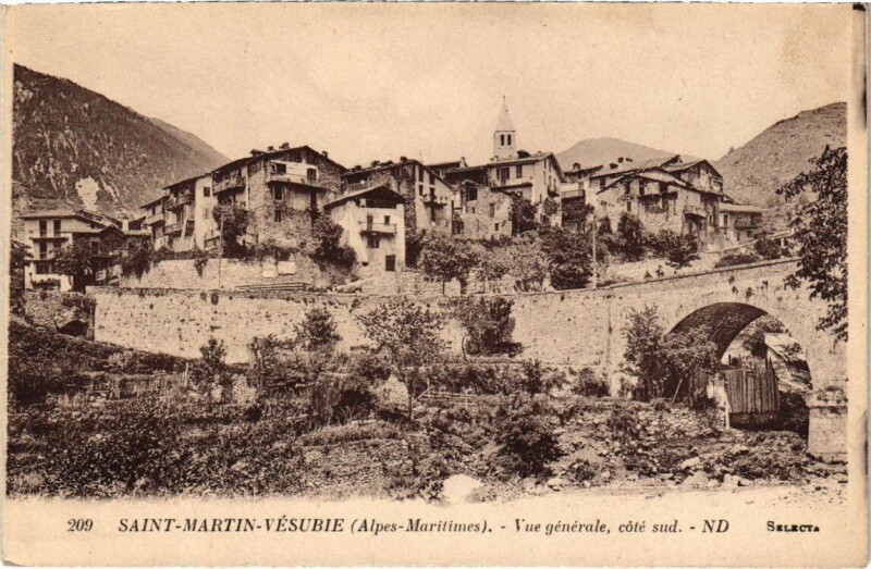 Carte postale ancienne Saint-Martin-Vésubie - Vue générale, coté sud. à Saint-Martin-Vésubie